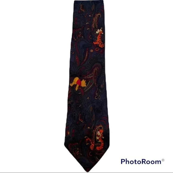 The Disney Store Other - The Disney Store Silk Neck Tie Winnie the Pooh and Tigger Paisley Background